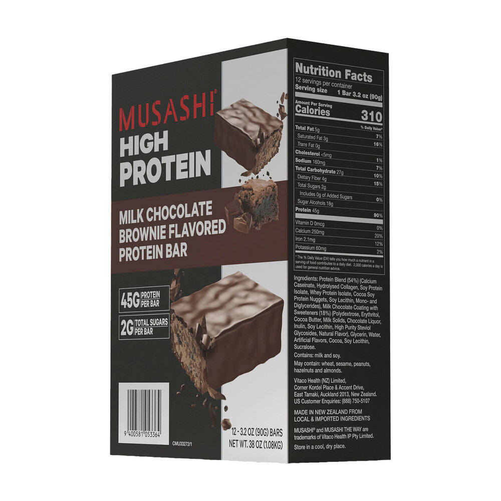 Musashi High Protein Bar Milk Chocolate Brownie 4x90g - 360g