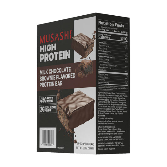Musashi High Protein Bar Milk Chocolate Brownie 4x90g - 360g