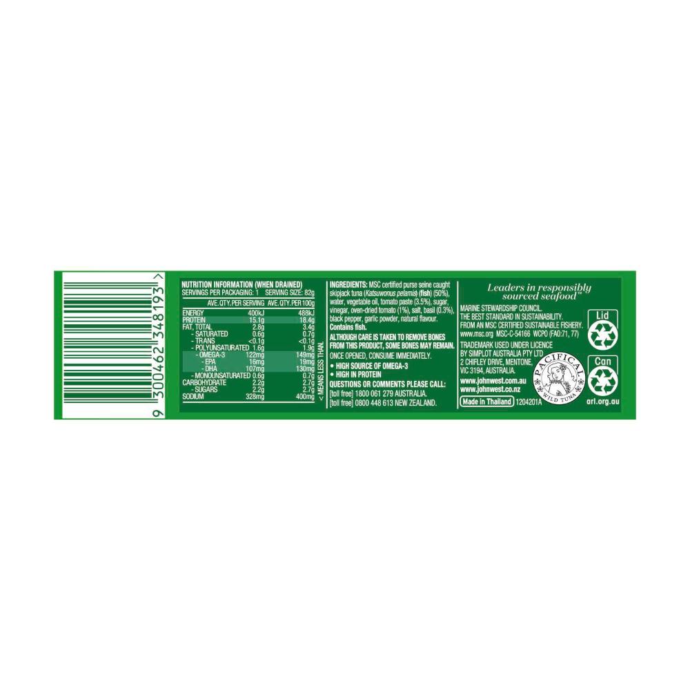John West Tuna Oven Dried Tomato Basil - 95g