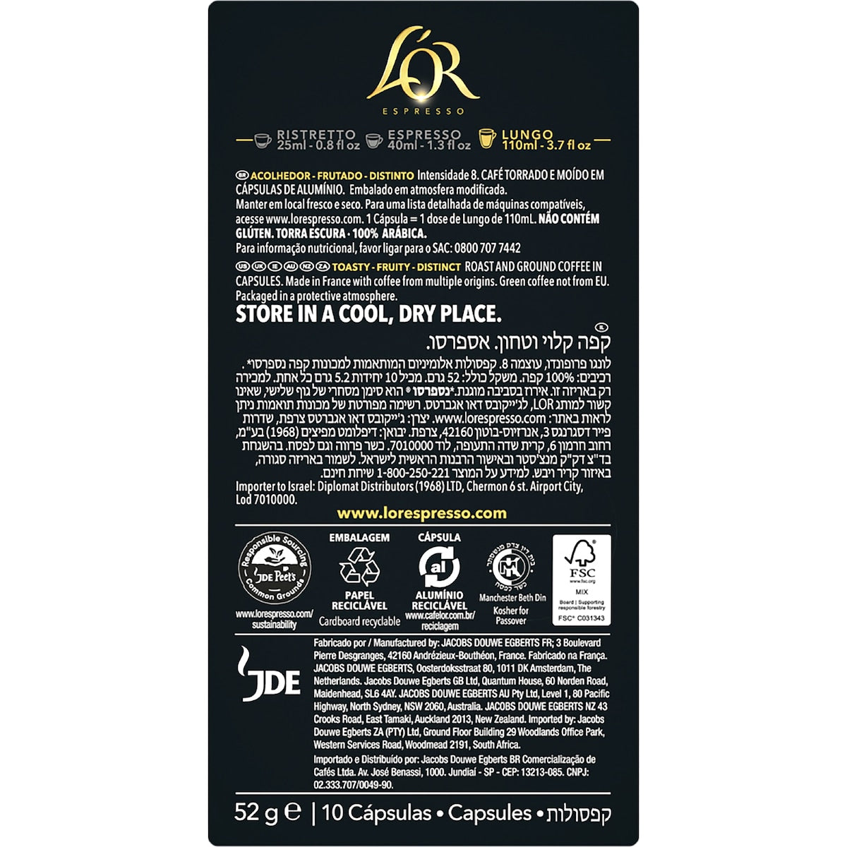 Lor Espresso Lungo Profondo Coffee Pods Nespresso Compatible 10 Pack