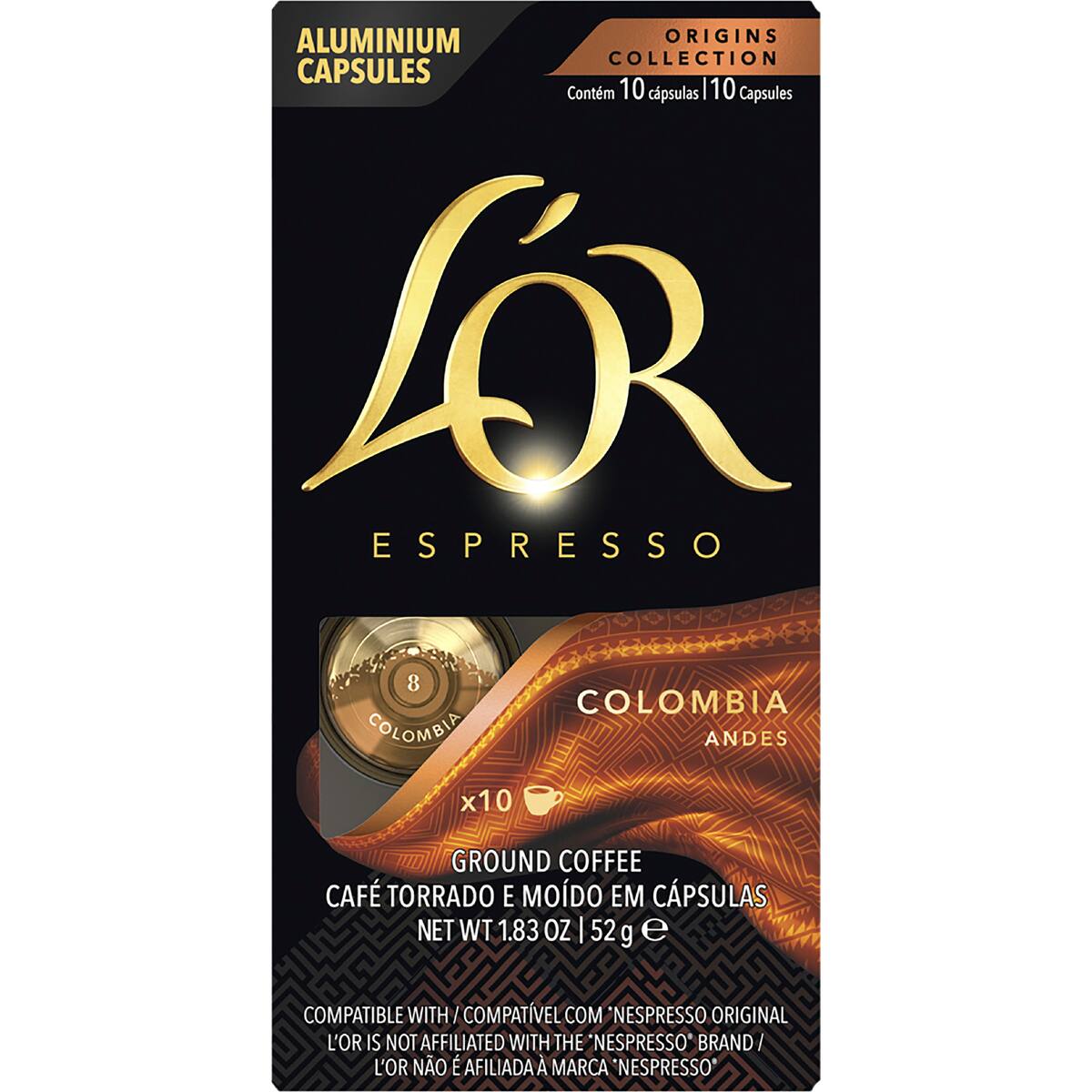 L'or Espresso Colombia Coffee Pods Nespresso Compatible 10 Pack