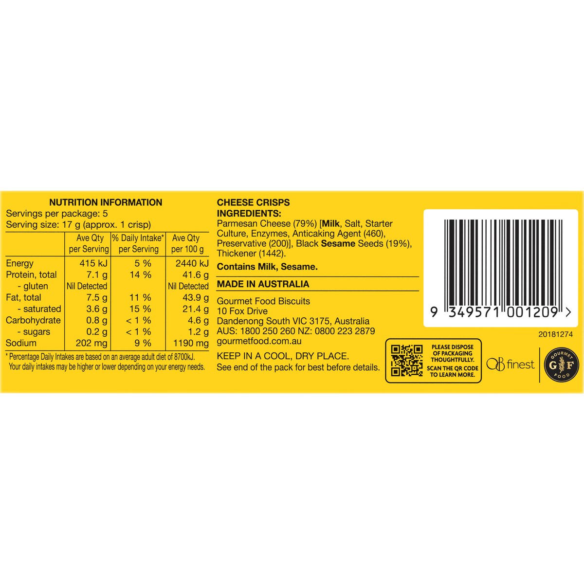 Ob Finest Parmesan Crisps 85g