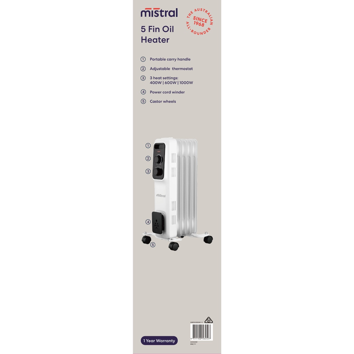 Mistral 5 Fin Oil Heater Each