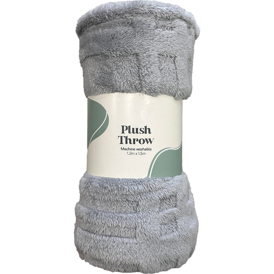 Plush Throw Grey Each