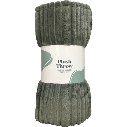Plush Stripe Throw Green Each