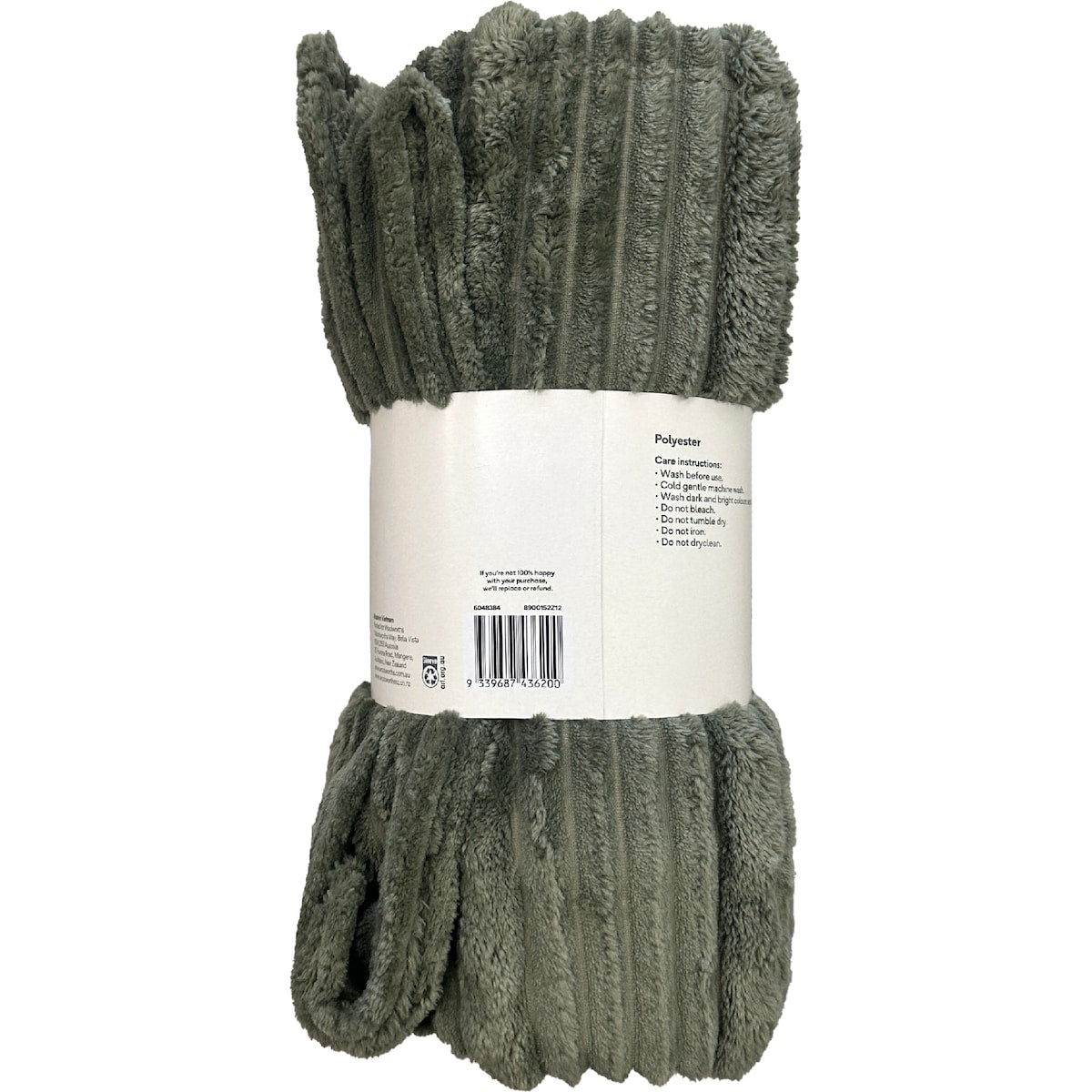 Plush Stripe Throw Green Each