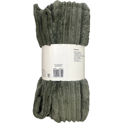 Plush Stripe Throw Green Each