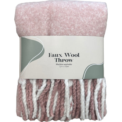 Faux Wool Throw Mauve Each