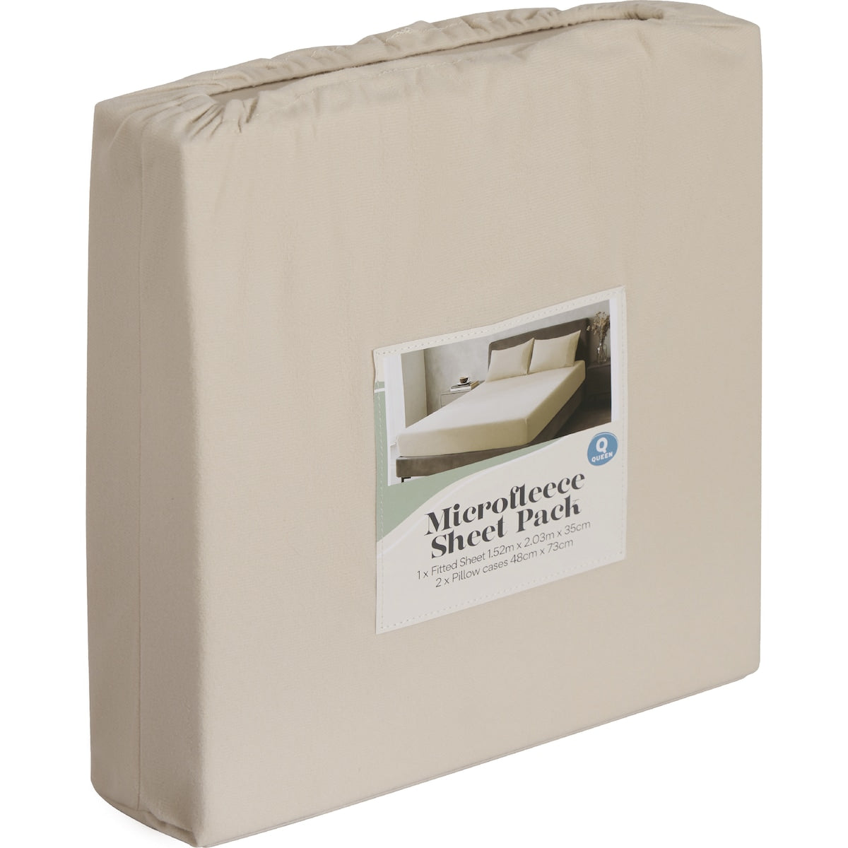 Queen Microfleece Bed Sheet Pack Cream Each