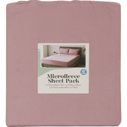 Queen Microfleece Bed Sheet Pack Pink Each