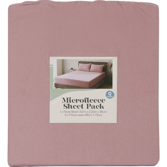 Queen Microfleece Bed Sheet Pack Pink Each