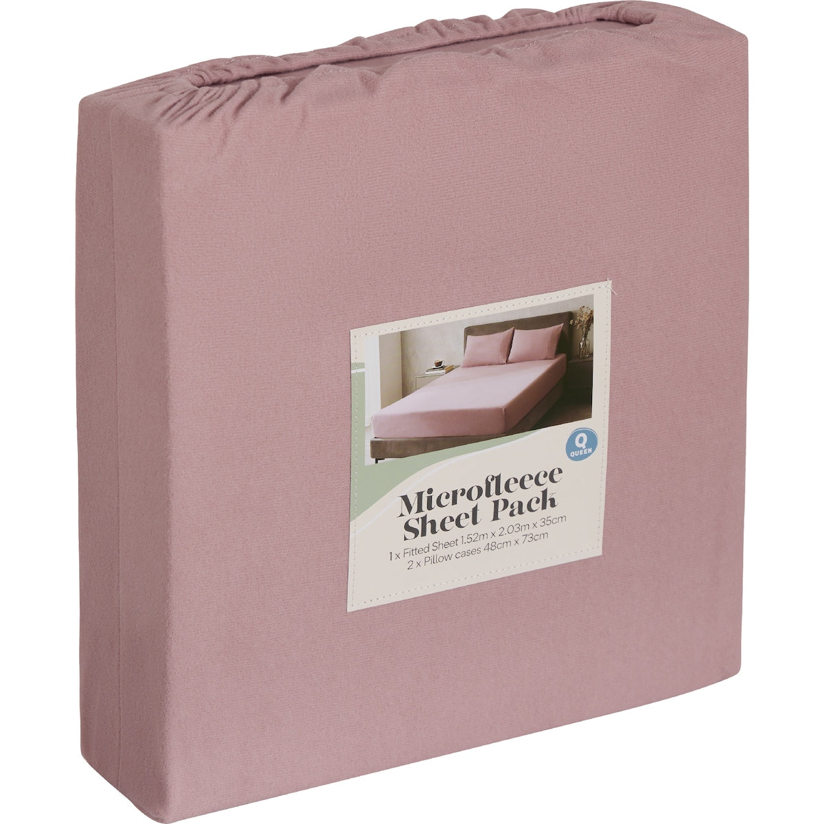 Queen Microfleece Bed Sheet Pack Pink Each