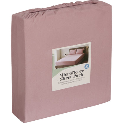 Queen Microfleece Bed Sheet Pack Pink Each
