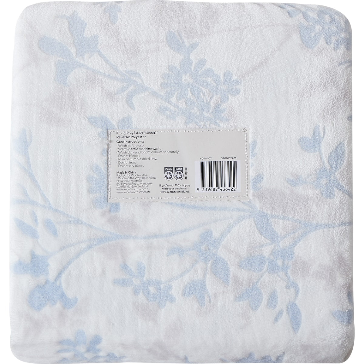 Queen Flannel Quilt Cover Set Blue Floral Each