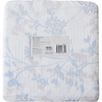 Queen Flannel Quilt Cover Set Blue Floral Each