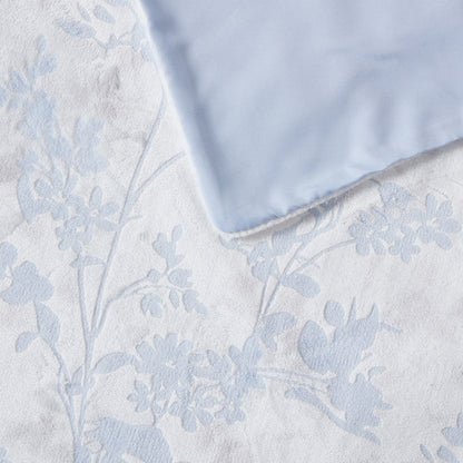 Queen Flannel Quilt Cover Set Blue Floral Each