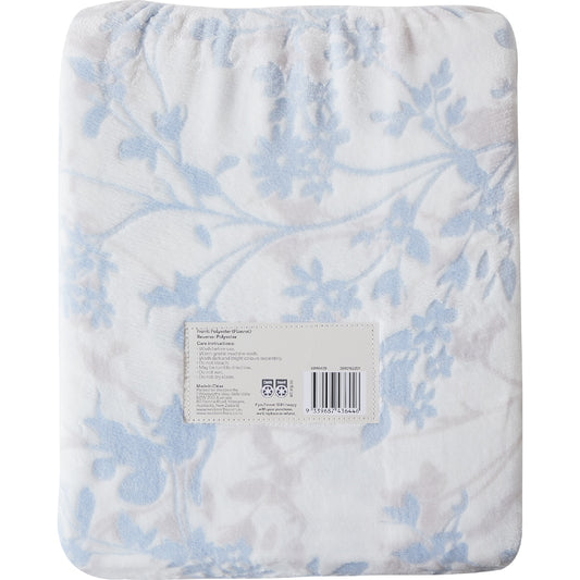 King Flannel Quilt Cover Set Blue Floral Each