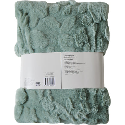 Floral Faux Fur Throw Sage Each