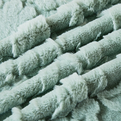 Floral Faux Fur Throw Sage Each