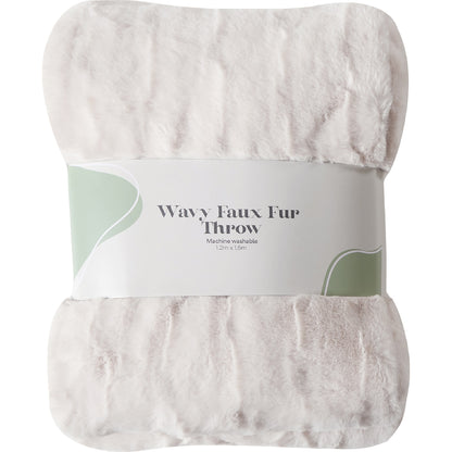 Wavy Faux Fur Throw Cream Each