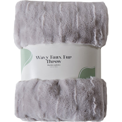 Wavy Faux Fur Throw Grey Each