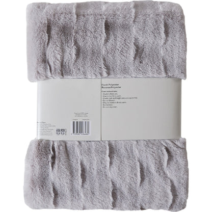 Wavy Faux Fur Throw Grey Each