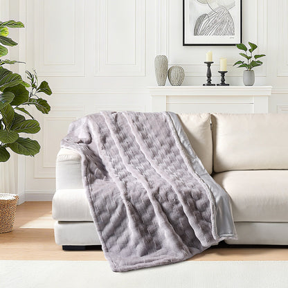 Wavy Faux Fur Throw Grey Each