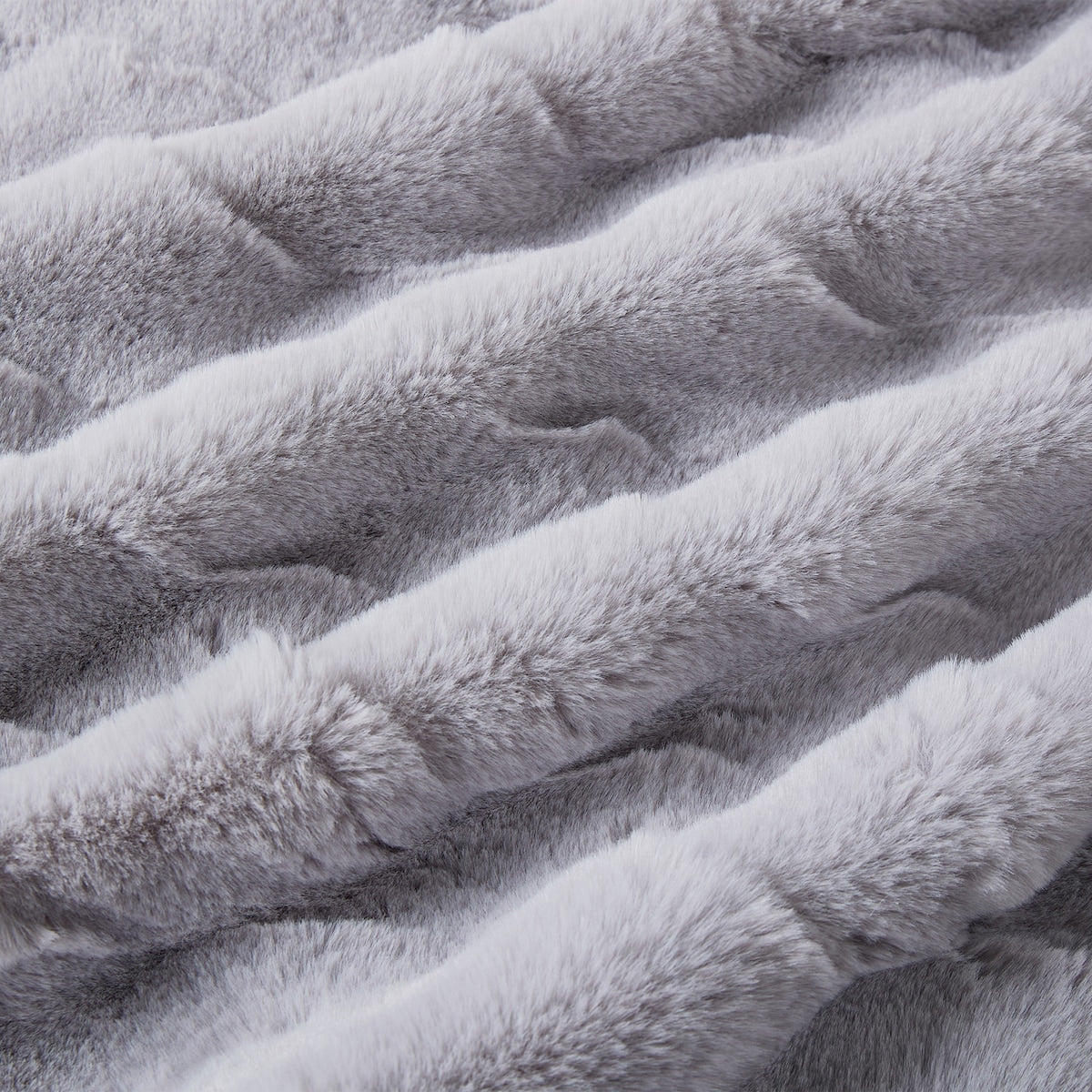 Wavy Faux Fur Throw Grey Each