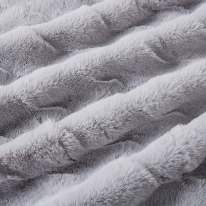 Wavy Faux Fur Throw Grey Each