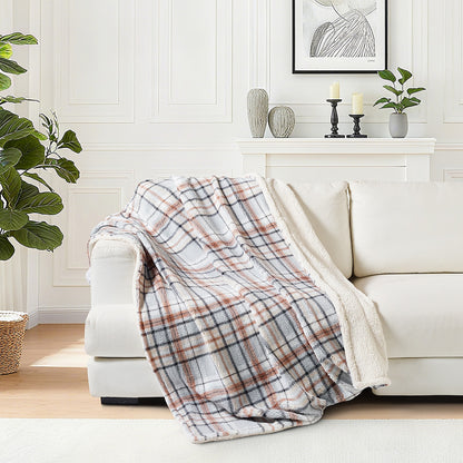 Double Sided Sherpa Throw Grey Check Each