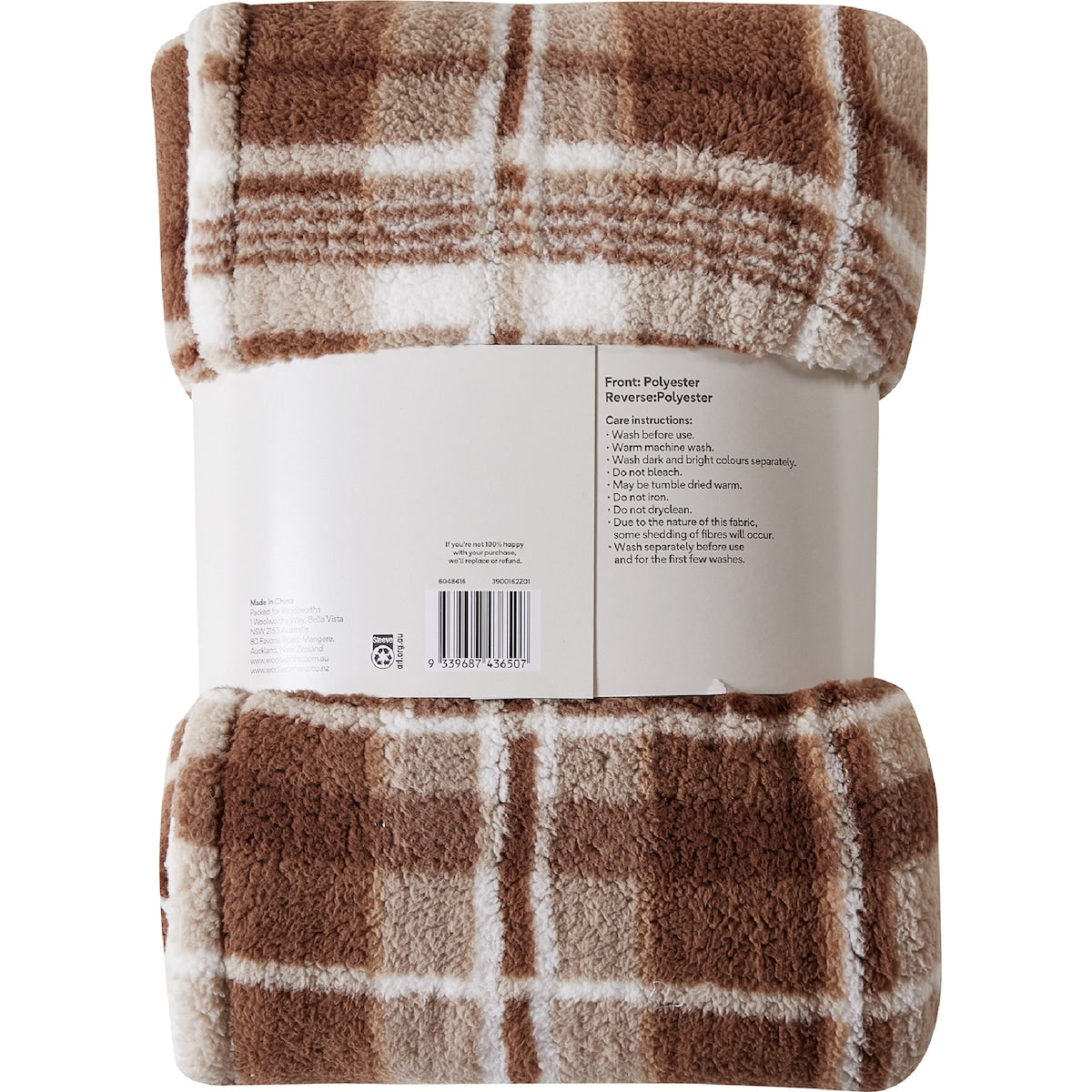 Double Sided Sherpa Throw Brown Check Each