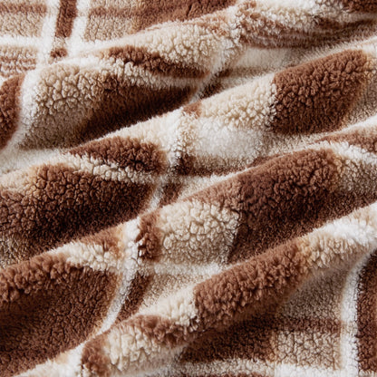 Double Sided Sherpa Throw Brown Check Each