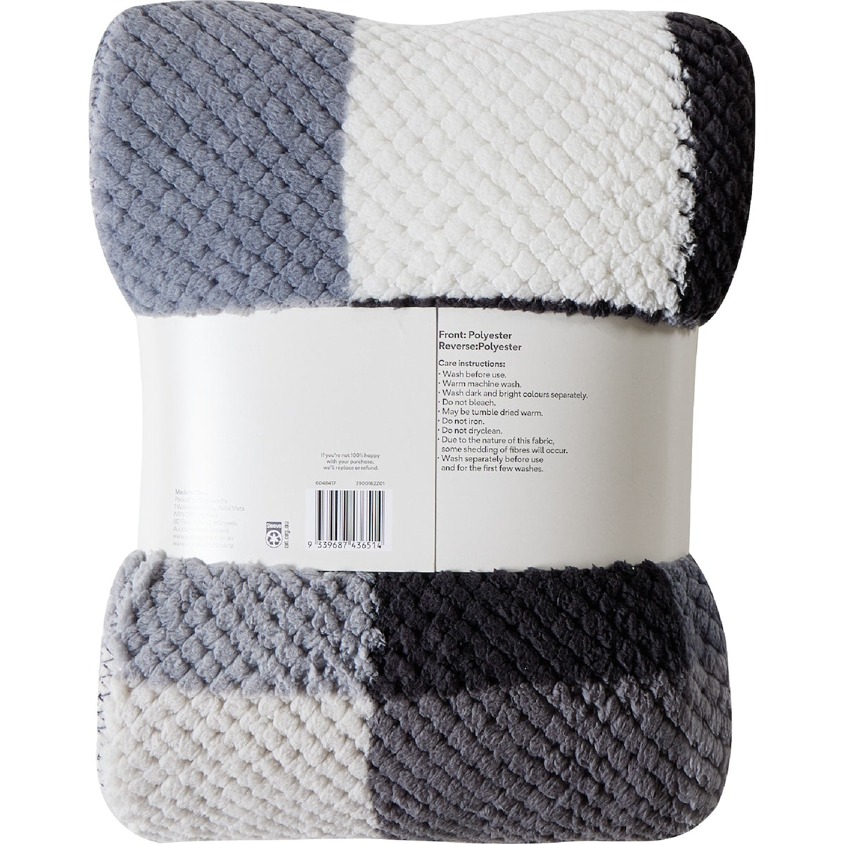 Waffle Sherpa Throw Black & White Check Each