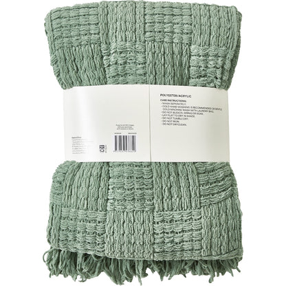 Chunky Knitted Throw Green Each