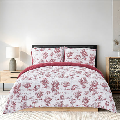Queen/king Comforter Bed Set Burgundy Each