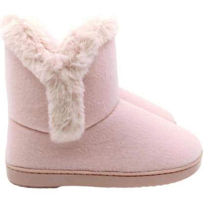 Ladies Faux Fur Collar Boots Pink Size 5/6 Each