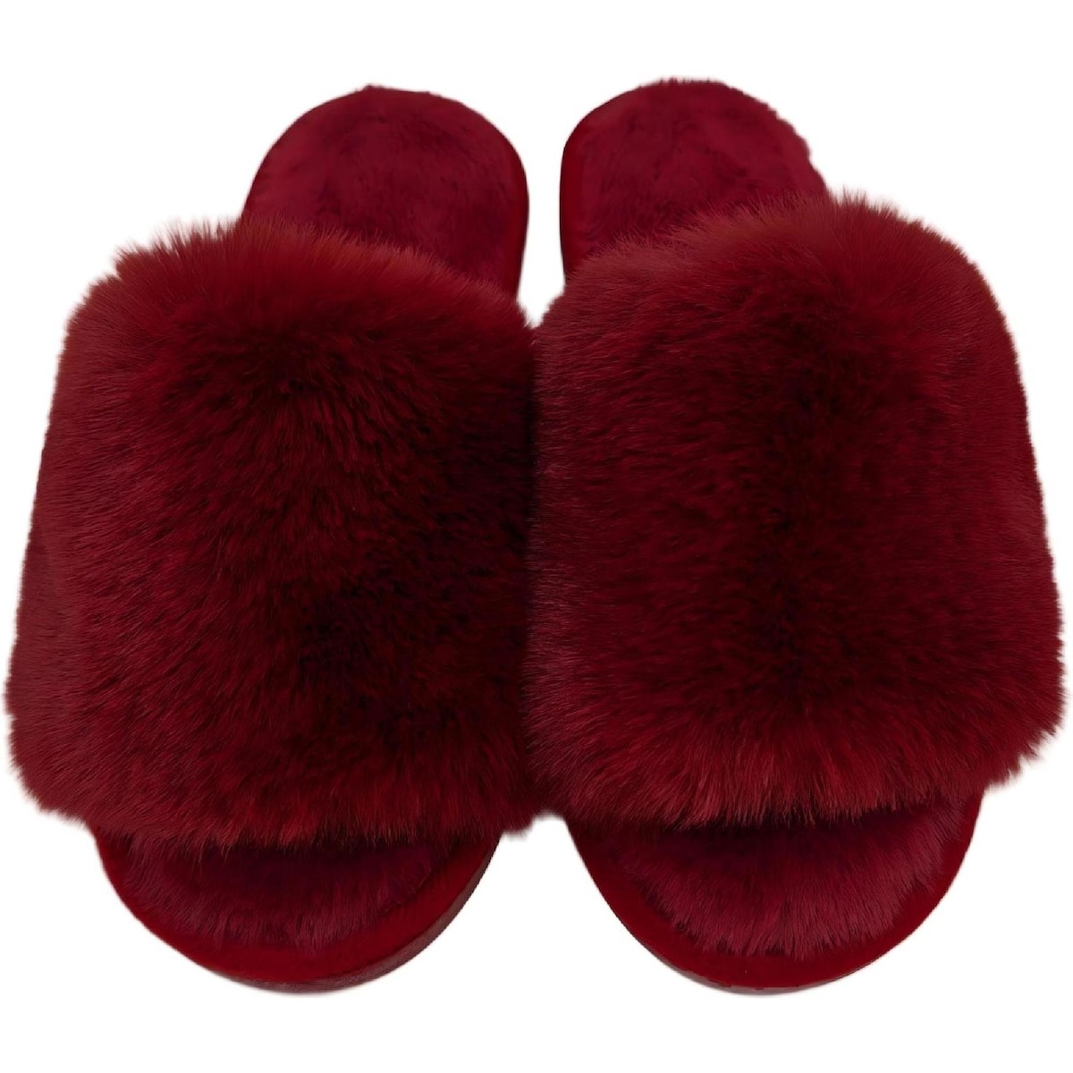 Ladies Faux Slide Slippers Burgundy Size 5/6 Each