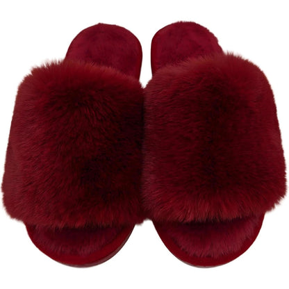 Ladies Faux Slide Slippers Burgundy Size 5/6 Each