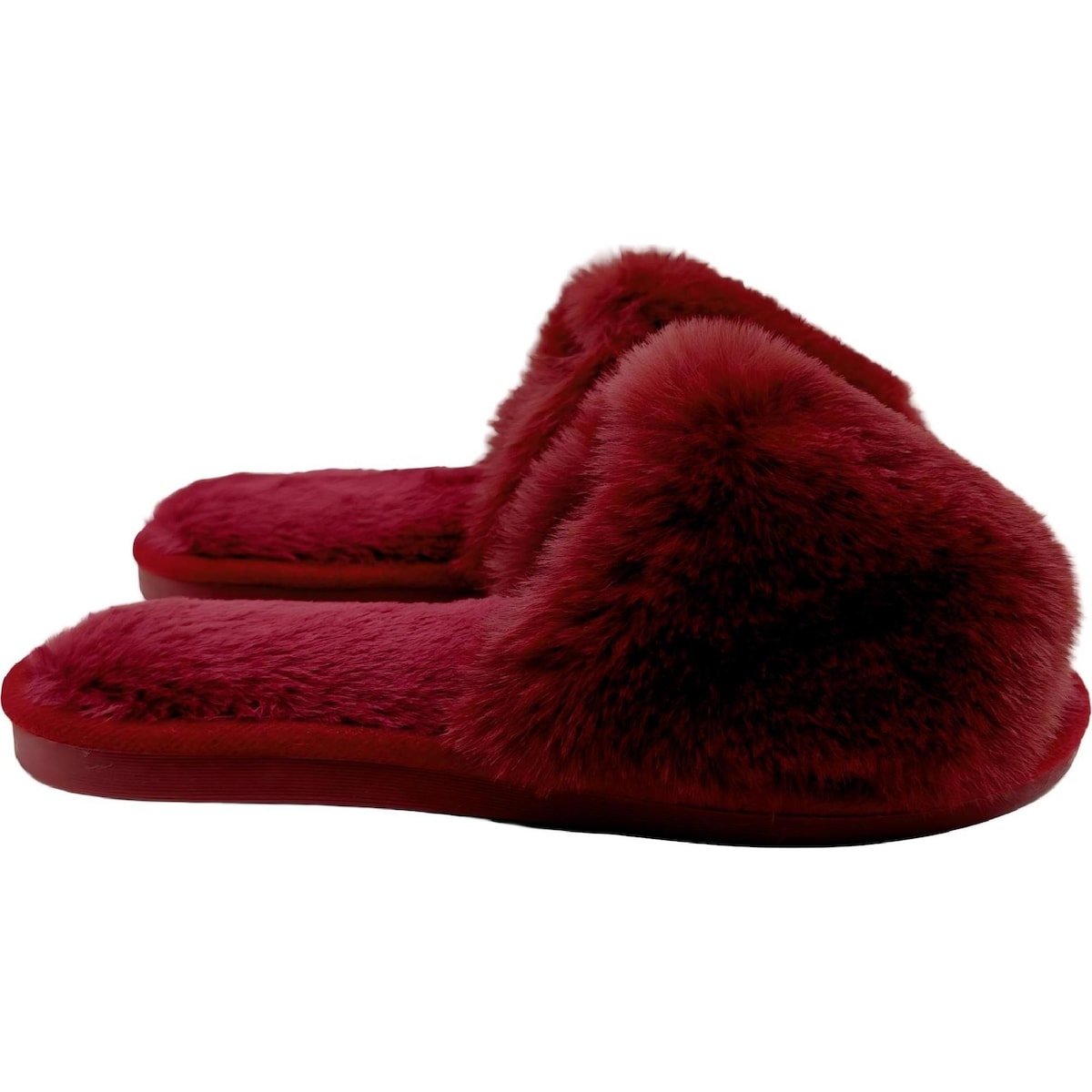 Ladies Faux Slide Slippers Burgundy Size 5/6 Each