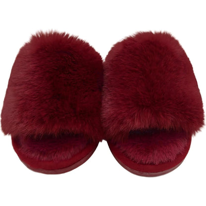 Ladies Faux Slide Slippers Burgundy Size 9/10 Each