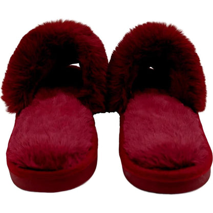 Ladies Faux Slide Slippers Burgundy Size 9/10 Each
