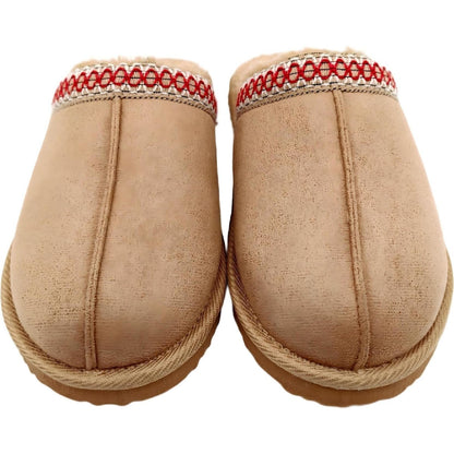 Ladies Scuff Slippers Tan With Red Ribbon Size 9/10 Each