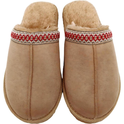 Ladies Scuff Slippers Tan With Red Ribbon Size 9/10 Each