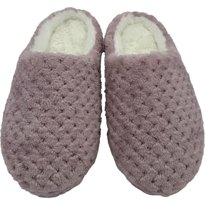 Ladies Sherpa Scuff Slippers Lilac Size 7/8 Each