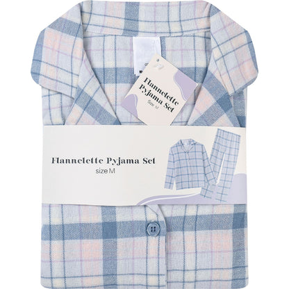 Ladies Flannelette Pyjamas Blue Size M Each