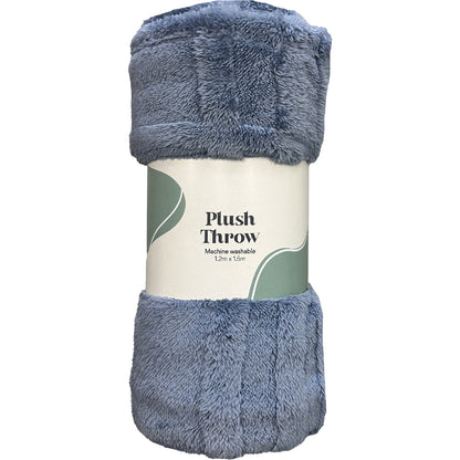 Patterned Plush Throw Blue Each