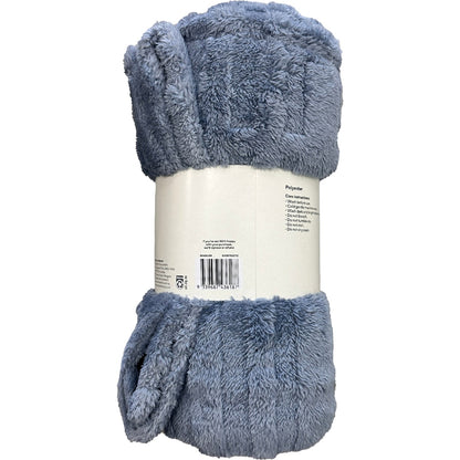 Patterned Plush Throw Blue Each