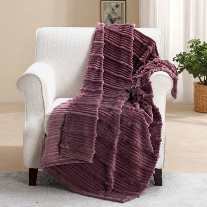 Patterned Plush Throw Burgundy Each