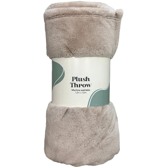 Plush Throw Beige Each