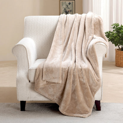 Plush Throw Beige Each